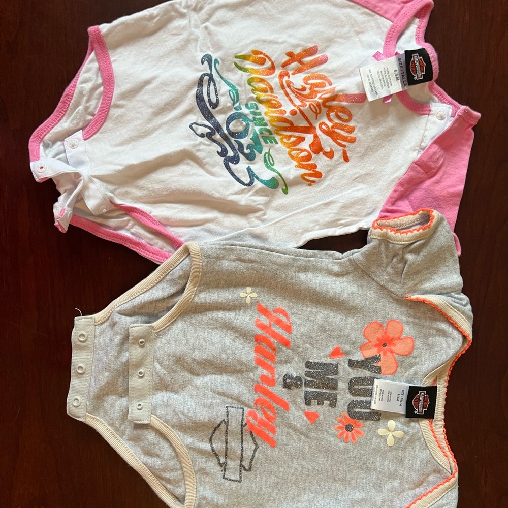 Harley-Davidson Floral Baby Onesie -  3/6M & 6/9 M
